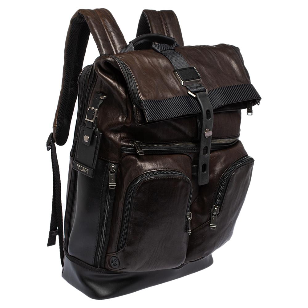 tumi leather backpack