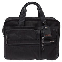 Used TUMI Black Nylon and Leather DFO Expandable Organizer Laptop Briefcase