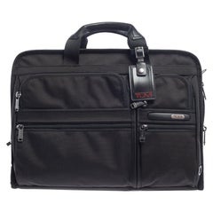 Used Tumi Black Nylon and Leather Large DFO Compact Screen Laptop Briefcase