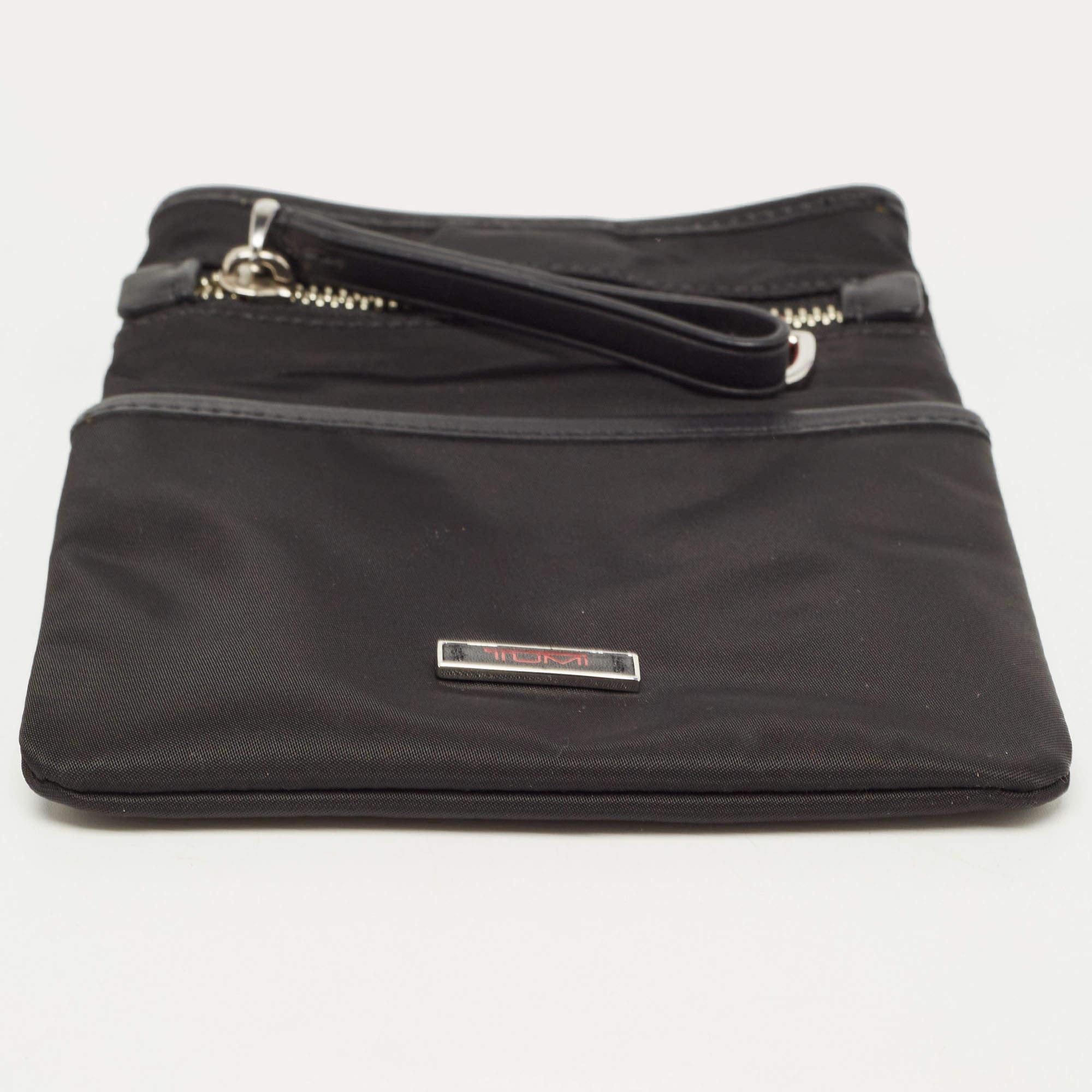 TUMI Black Nylon and Leather Pouch For Sale 2