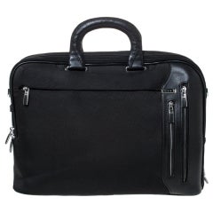 Used Tumi Black Nylon and Leather T-Pass Kennedy Deluxe Brief Laptop Bag