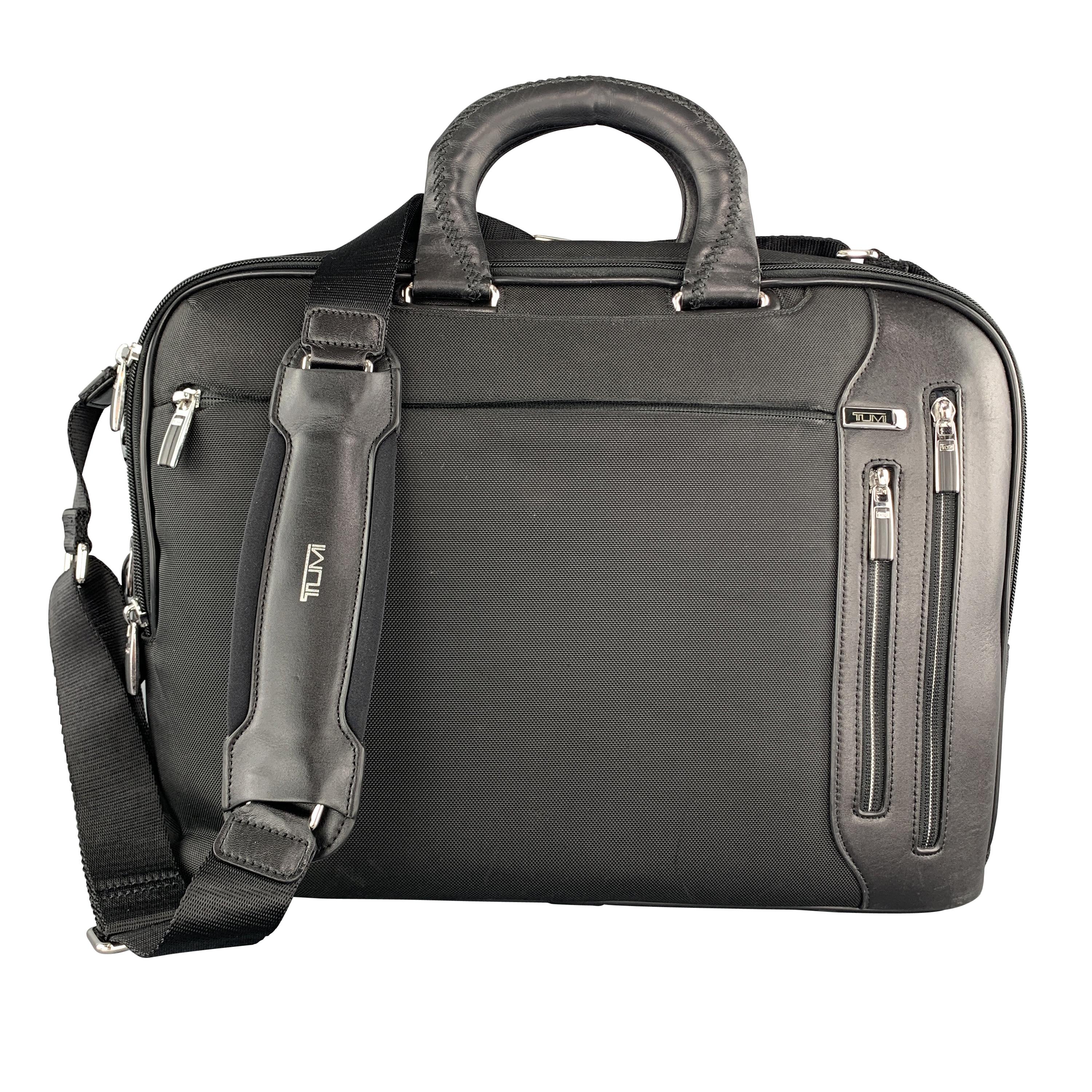 TUMI Black Nylon & Leather Laptop Briefcase