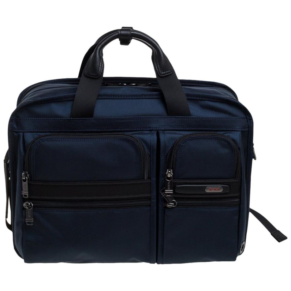 tumi blue briefcase