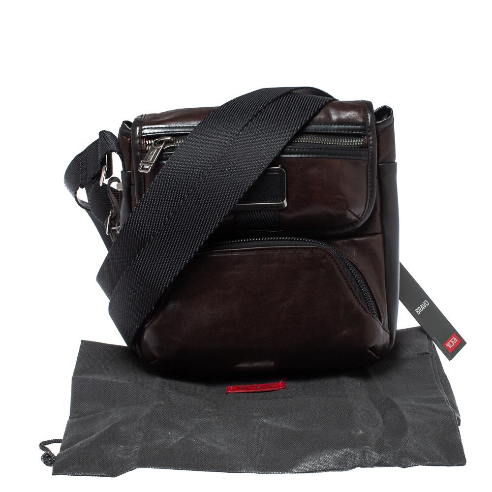 Tumi Brown/Black Leather Barton Crossbody Bag 4