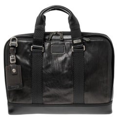 TUMI Brown Leather Alpha Bravo Andrew Slim Briefcase