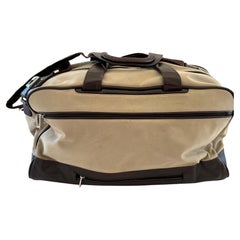 TUMI Canvas Luggage Large Travel Bag with Leather Strap and Handles