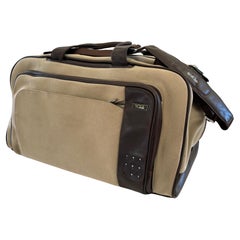 Vintage TUMI Canvas Luggage Large Travel Bag with Leather Strap and Handles