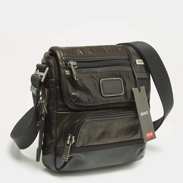 Tumi Dark Brown/Black Leather Alpha Bravo Barstow Messenger Bag For ...
