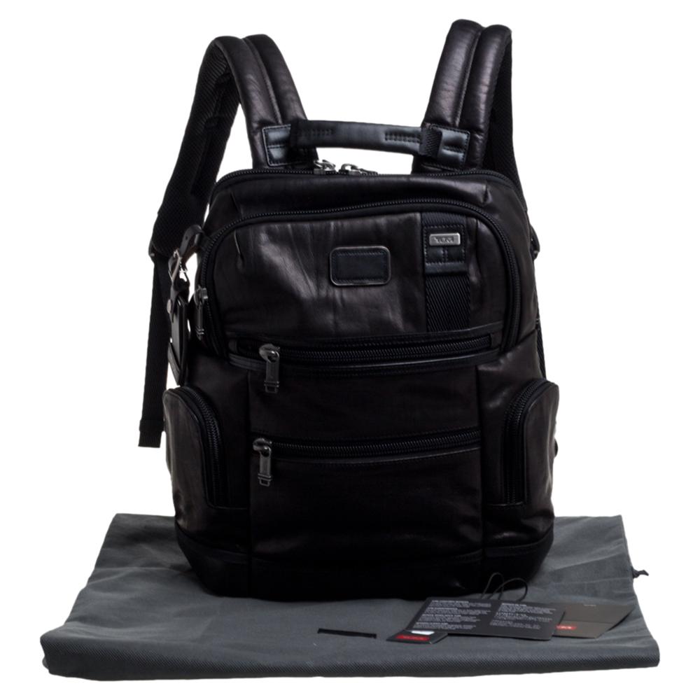 TUMI Dark Brown/Black Leather Alpha Bravo Knox Backpack 6