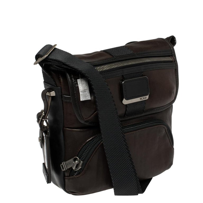 Tumi Dark Brown/Black Leather Barton Crossbody Bag at 1stDibs