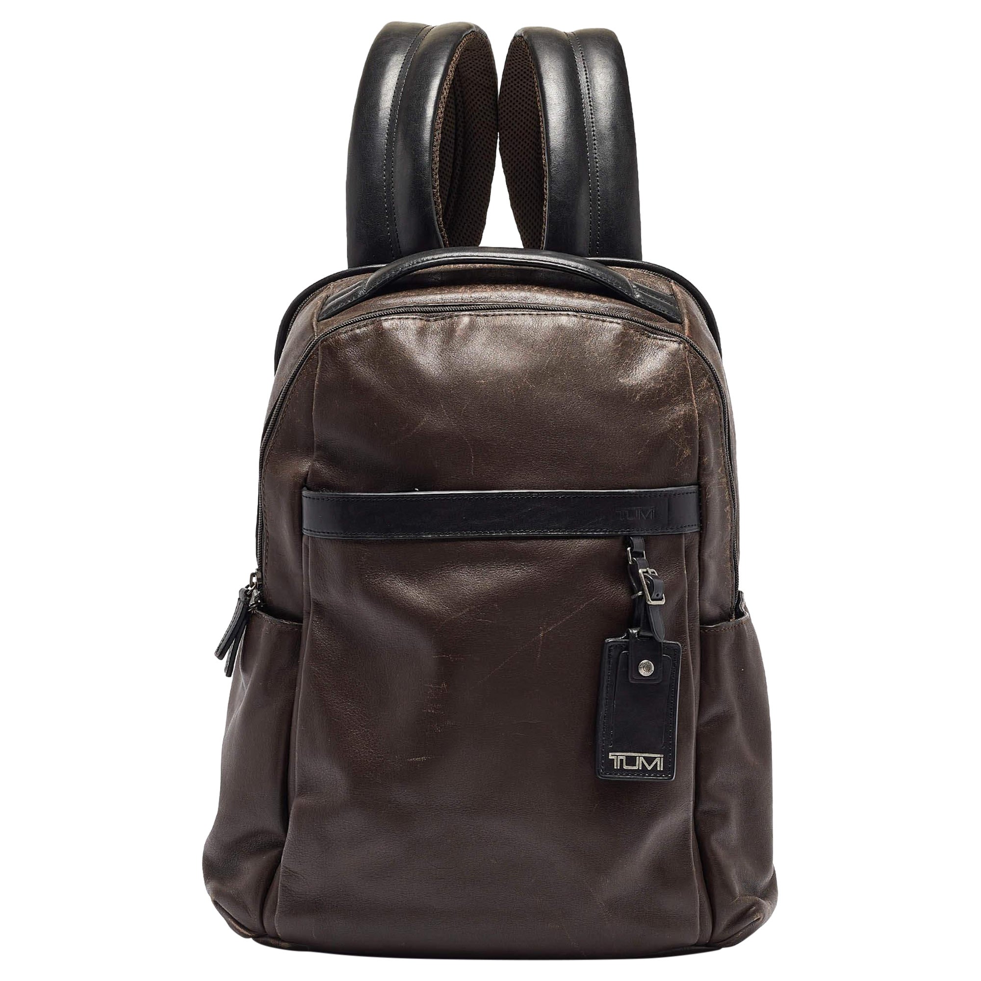 TUMI Dark Brown/Black Leather Clayton Backpack