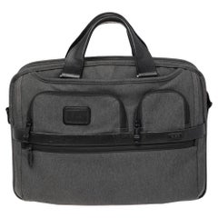 TUMI Dark Grey/Black Fabric and Leather Alpha 2 T Pass Laptop Briefcase