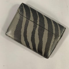 TUMI Grey & Black Animal Print Leather Wallet