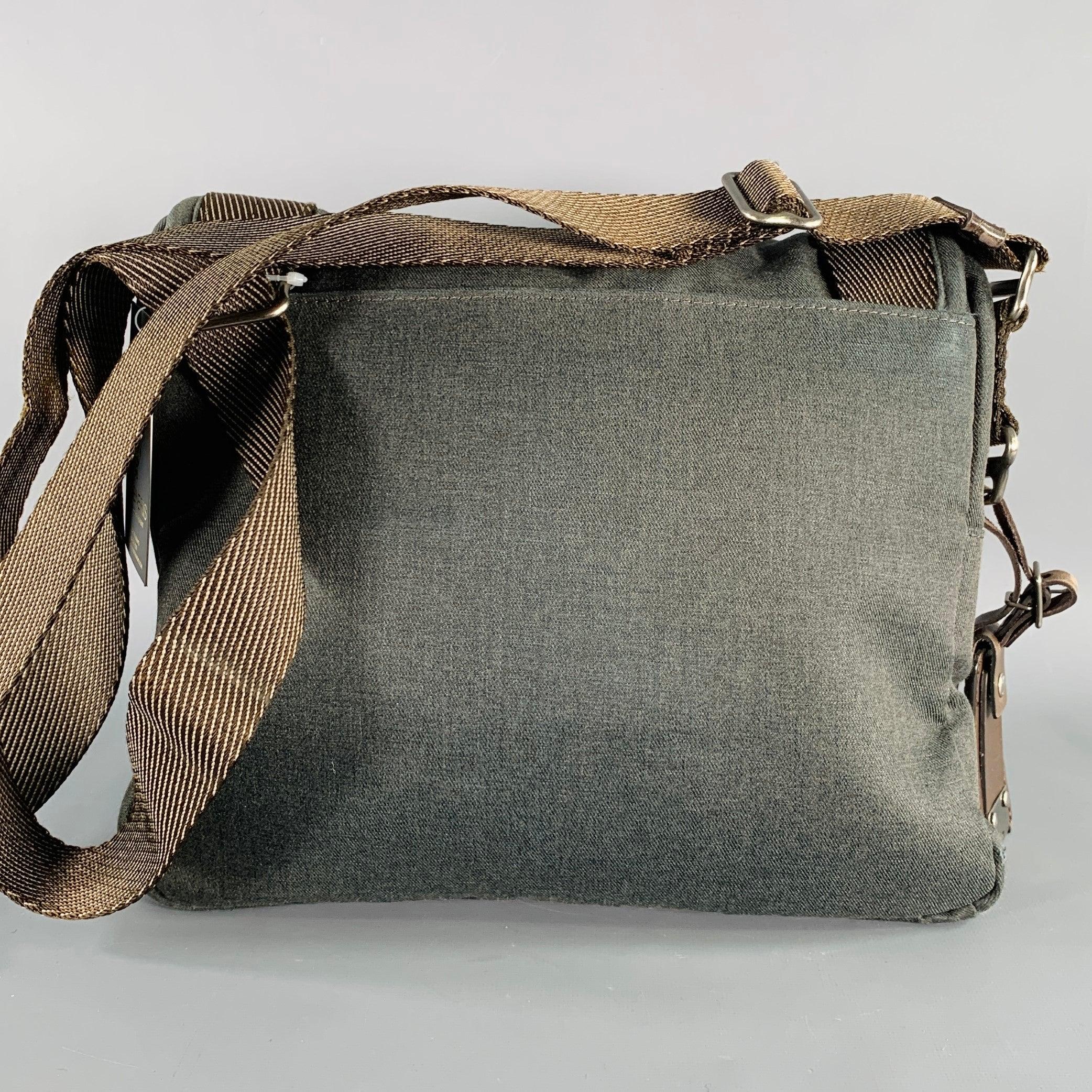 Gray TUMI Grey Brown Canvas Messenger Bag