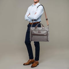 TUMI Grey/Brown Coated Canvas and Leather Alpha 2 Slim Deluxe Portfolio Bag