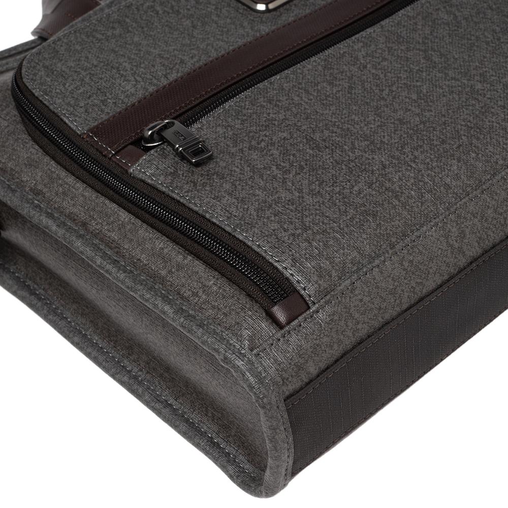 TUMI Grey/Brown Leather and PVC Alpha 2 Slim Deluxe Portfolio Bag 2