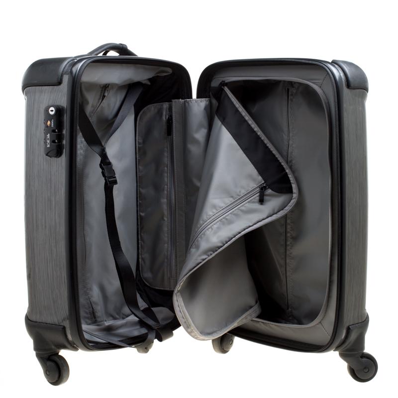 Black Tumi Grey Graphic Print Polycarbonate Carry On Luggage 50 For Sale