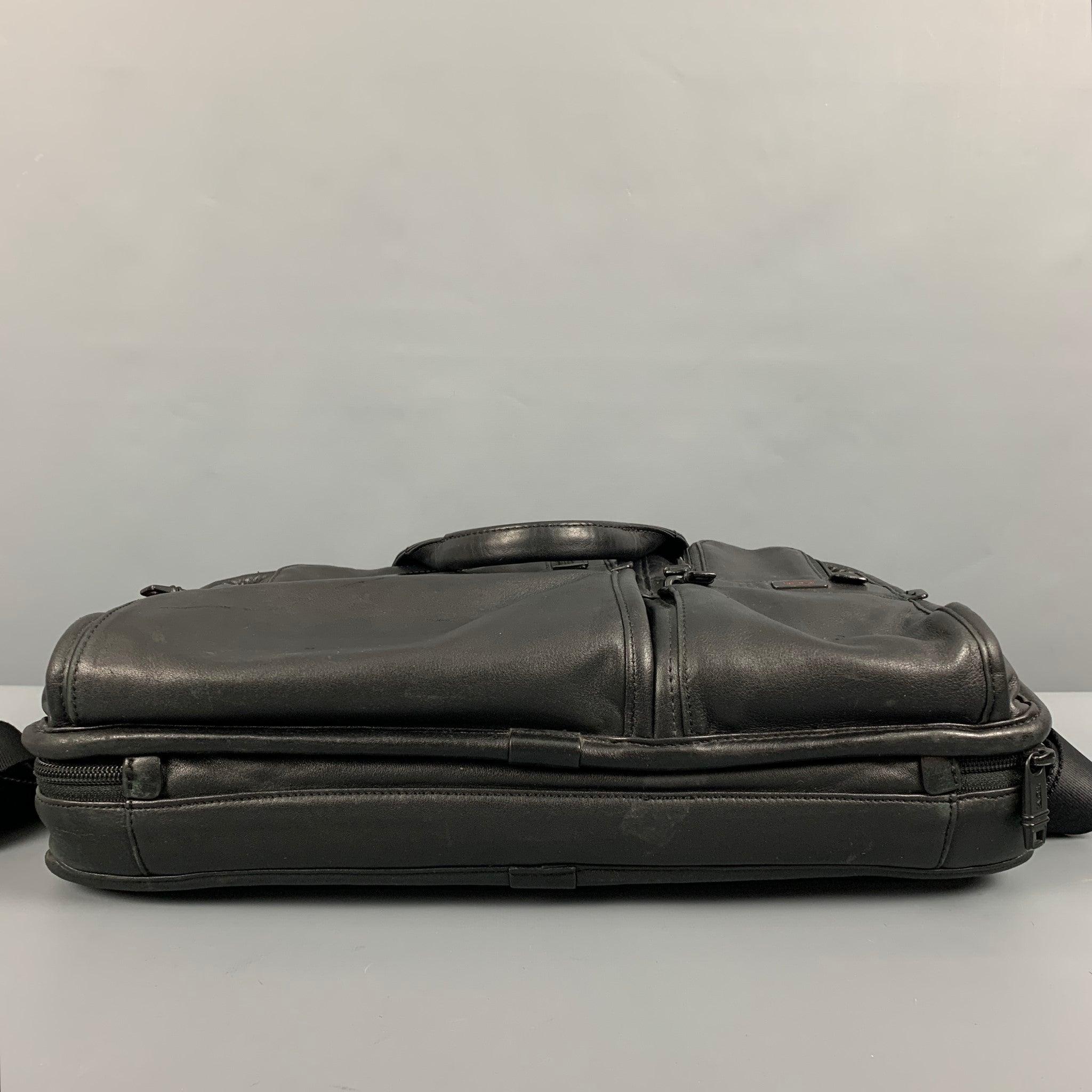 TUMI Grey Leather Briefcase Bag For Sale 1
