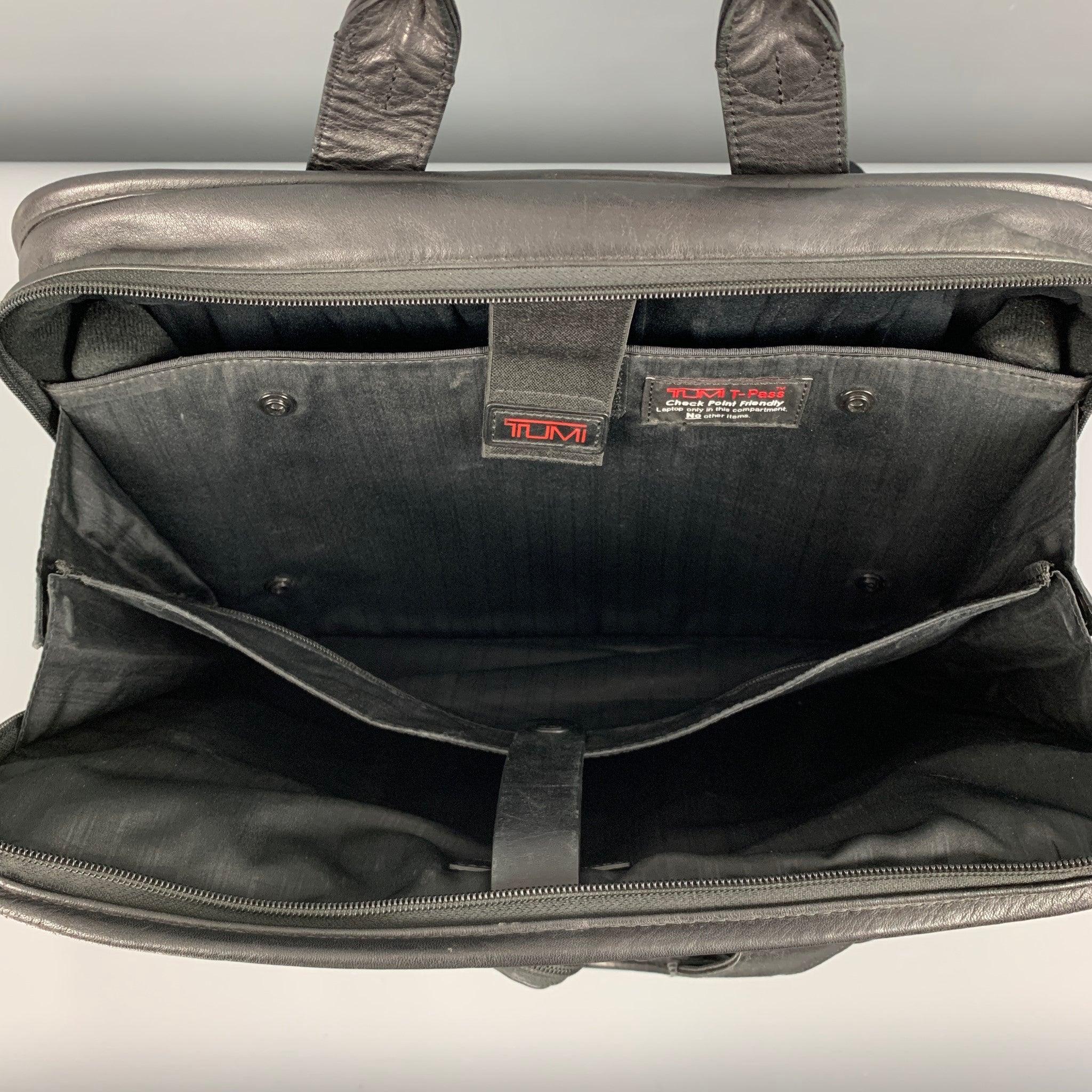 TUMI Grey Leather Briefcase Bag For Sale 4