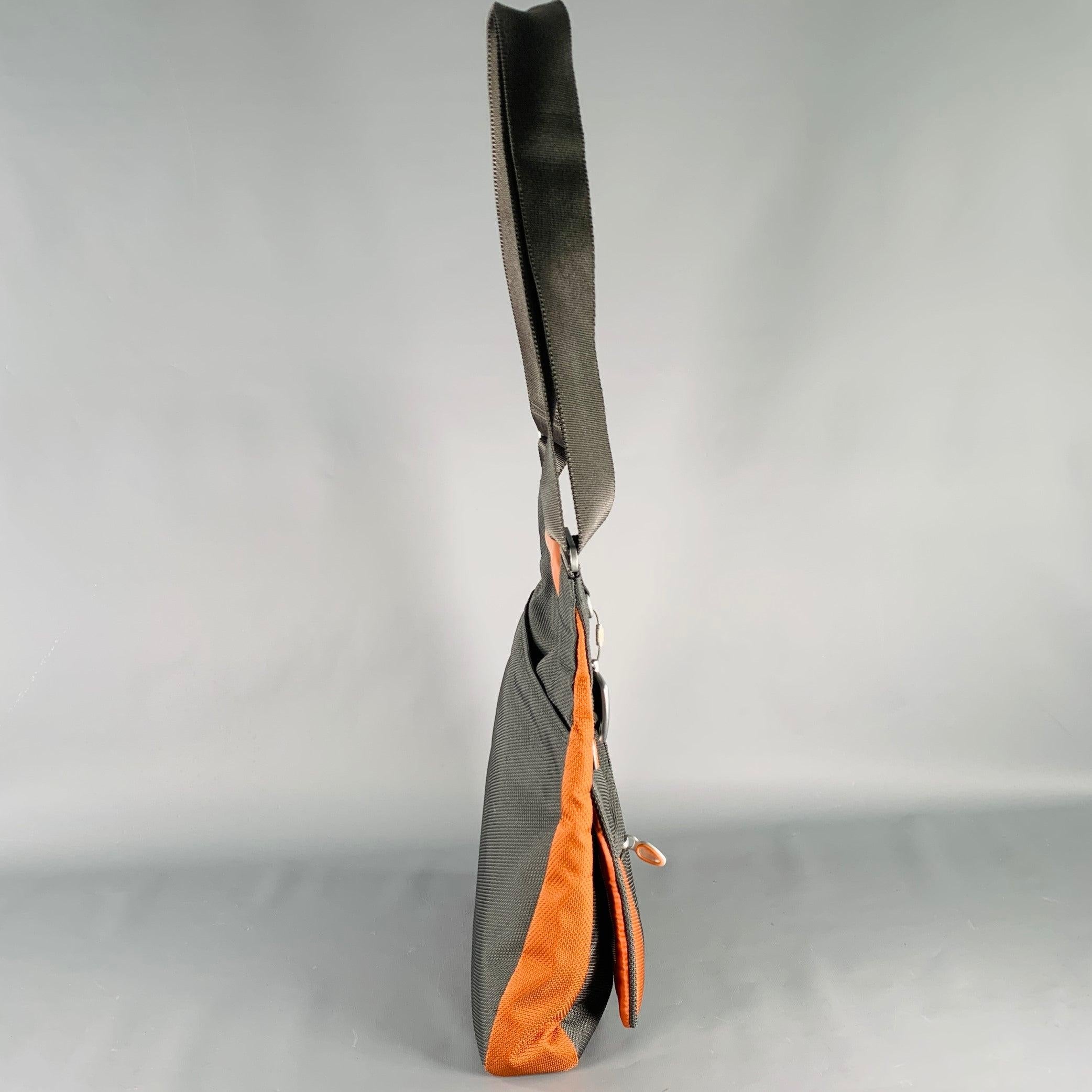 TUMI Grey Orange Color Block Nylon Leather Messenger Bag In Good Condition In San Francisco, CA