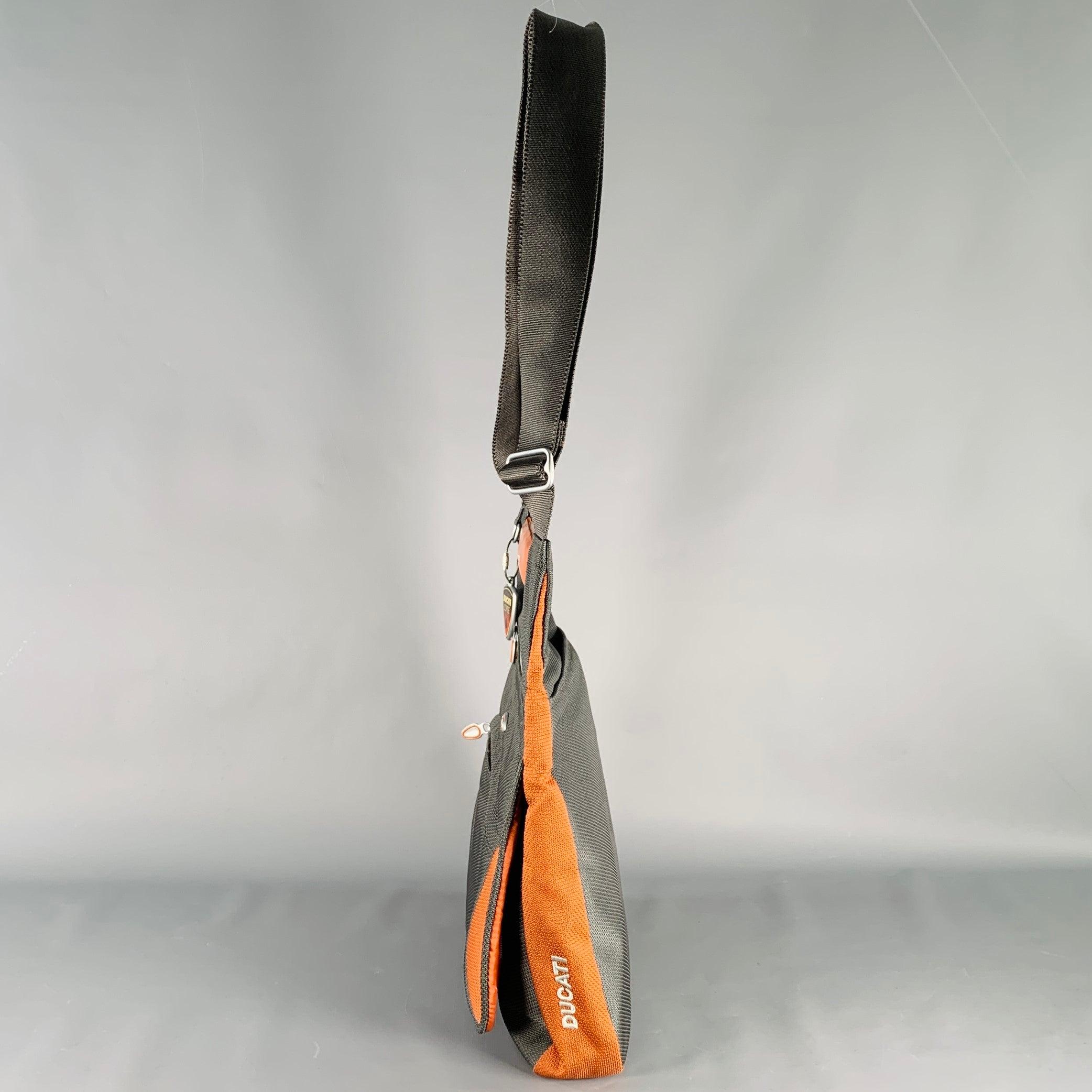TUMI Grey Orange Color Block Nylon Leather Messenger Bag 1