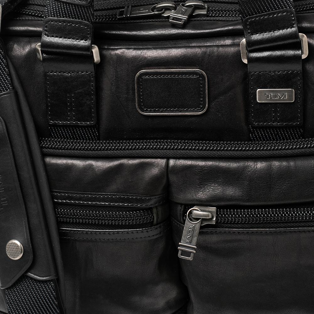 TUMI Metallic Brown/Black Leather Alpha Bravo Andersen Slim Commuter Briefcase 1