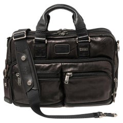 TUMI Metallic Brown/Black Leather Alpha Bravo Andersen Slim Commuter Briefcase