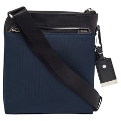 TUMI Navy Blue/Black Nylon and Leather Arrive Owen Crossbody Bag