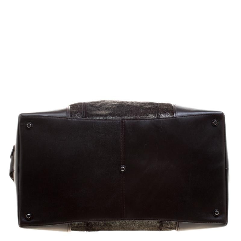 Black Tumi Silver/Brown Calfhair and Leather Stamford Weekender Bag