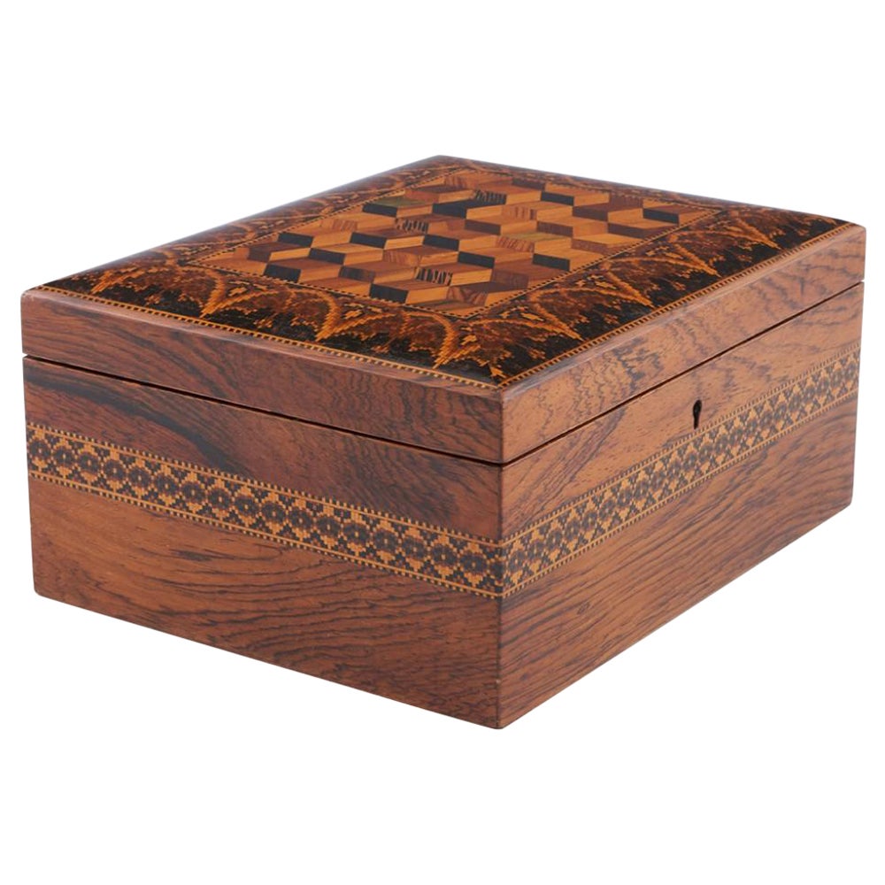 Tunbridge Ware - Scatola da cucito con cubi isometrici, 1850 ca.