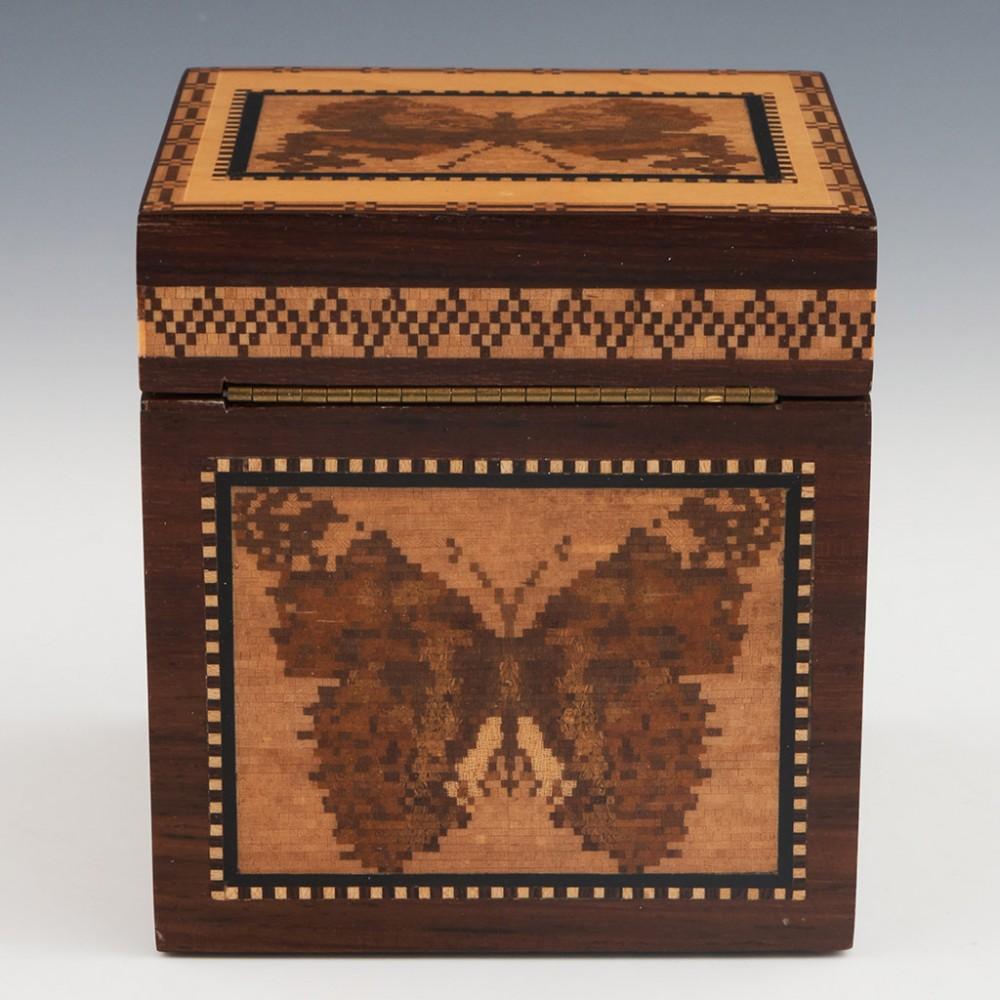 Contemporary Tunbridge Ware - A Robert Vorley Painted Lady Butterfly Box, 2010 For Sale