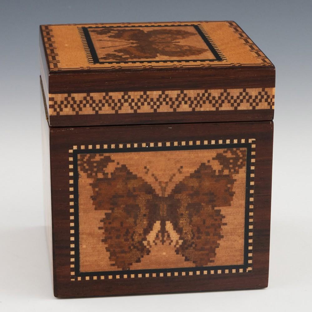 Rosewood Tunbridge Ware - A Robert Vorley Painted Lady Butterfly Box, 2010 For Sale