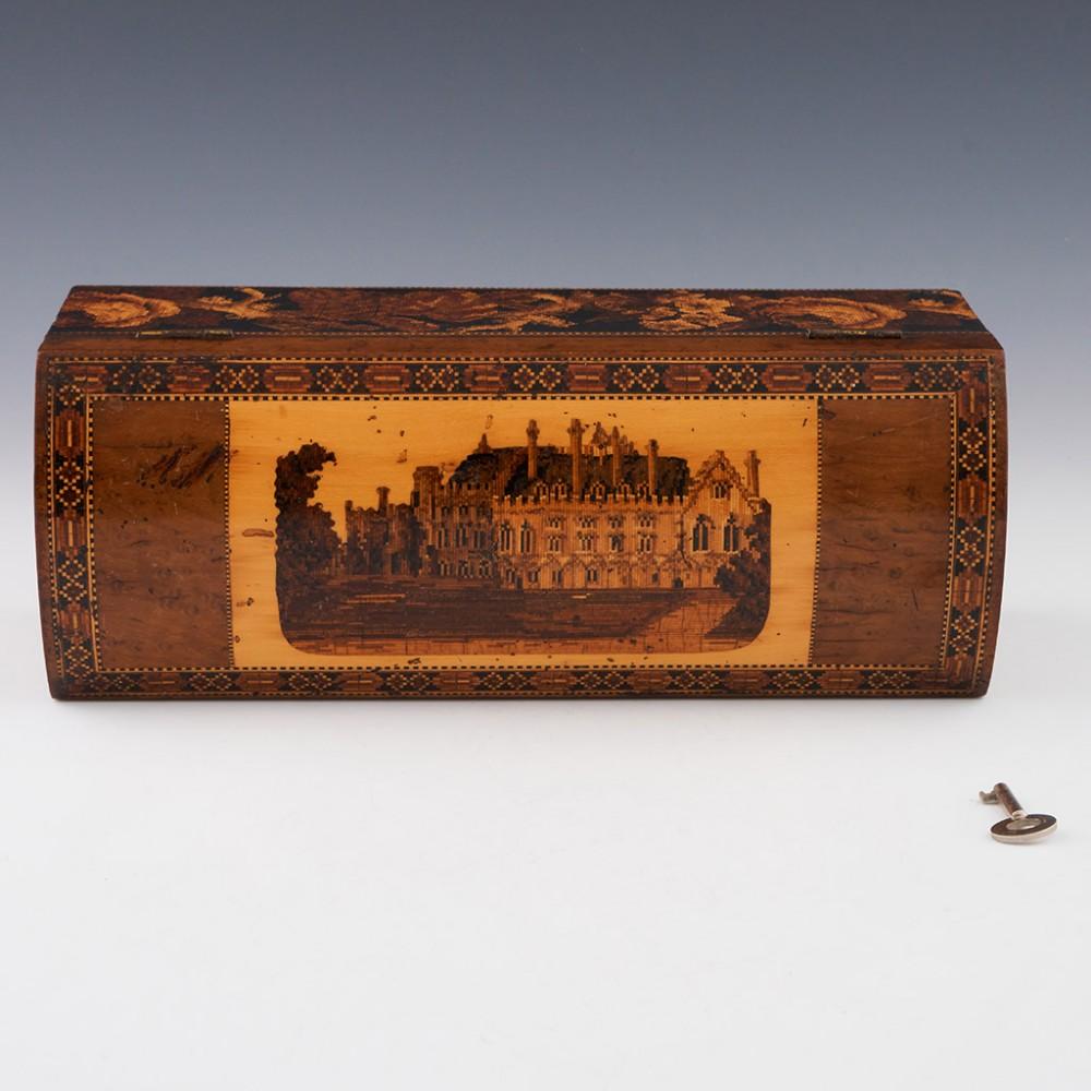 Satinwood Tunbridge Ware - A Round Topped And Square Ended Glove Box, c1860 For Sale