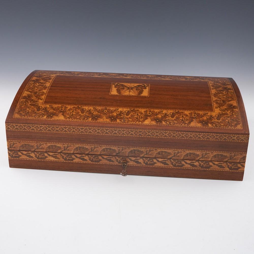 Victorian Tunbridge Ware - A Very Fine Large Robert Vorley Stationery Document Box, 1978 For Sale