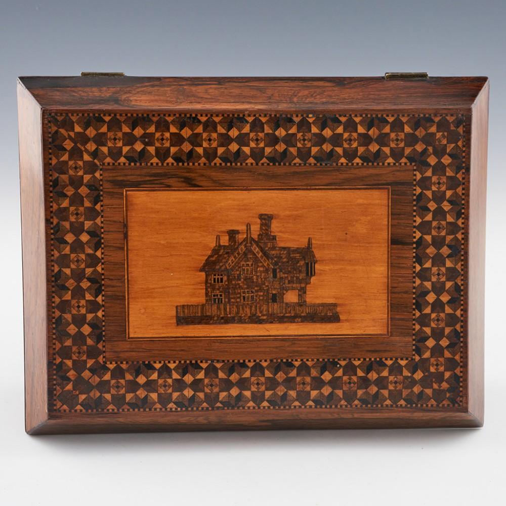 Tunbridge Ware - A Very Finely Decorated Sewing Box, c1840 For Sale 3