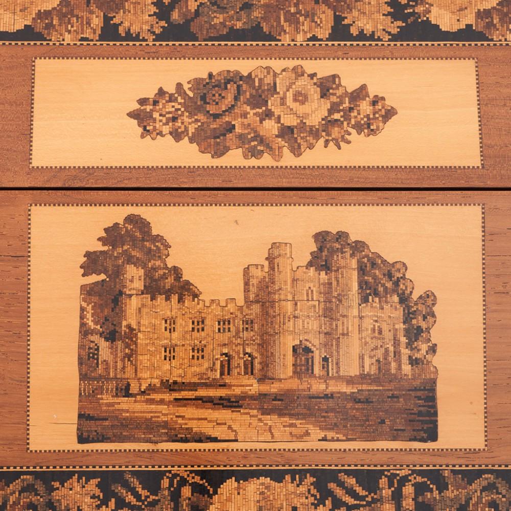 Tunbridge Ware - A Writing Slope Box Depicting Battle Abbey Gatehouse, c1870 For Sale 2