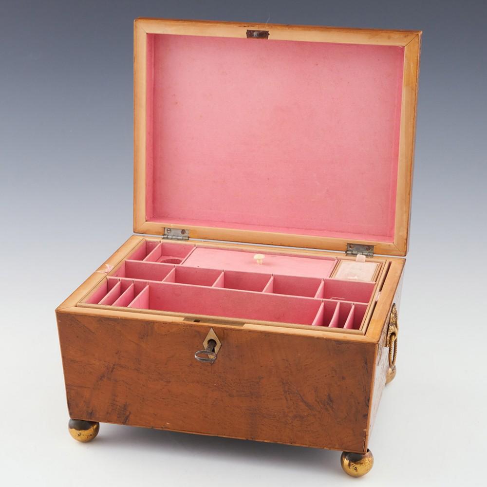 English Tunbridge Ware - An Early Sewing Box with Mounted Brighton Pavilion Print, c1820 For Sale