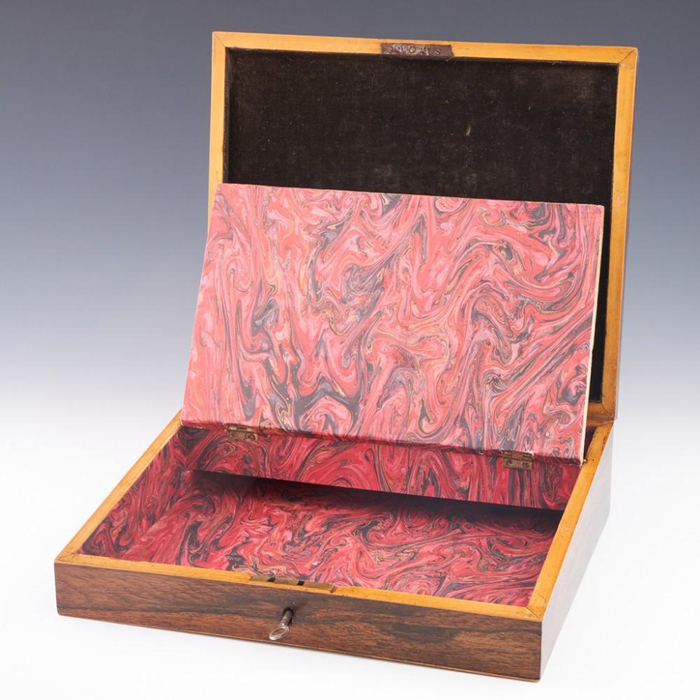 William IV Tunbridge Ware - An Early Writing Slope with Geometric Designs, c1835 For Sale
