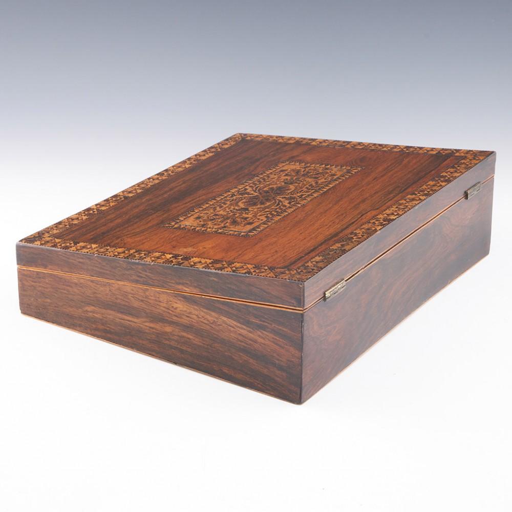 19th Century Tunbridge Ware - An Early Writing Slope with Geometric Designs, c1835 For Sale
