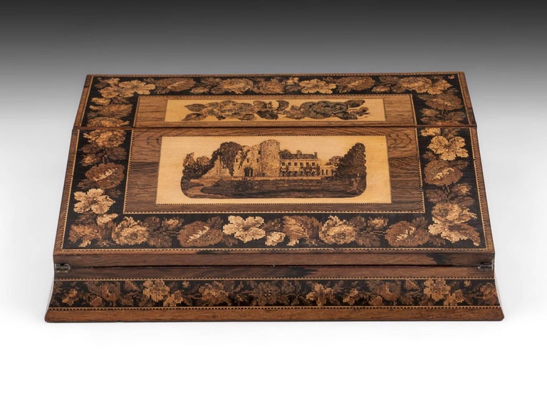 Tunbridge Ware Antique Writing Slope Tonbridge Castle, 19th Century at