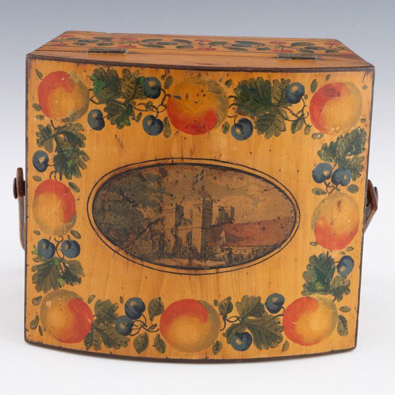 Tunbridge Ware Box – Swing Handled George Wise Label c1815 For Sale 1