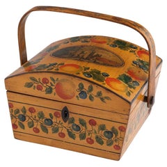 Antique Tunbridge Ware Box – Swing Handled George Wise Label c1815