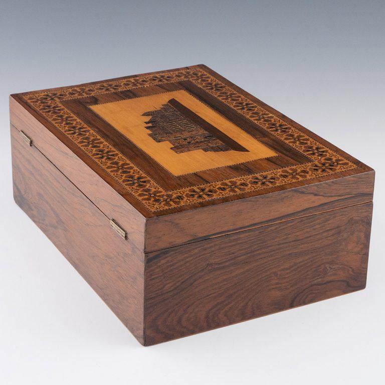 Tunbridge Ware Box with Image of Tonbridge Castle c1840 For Sale 1