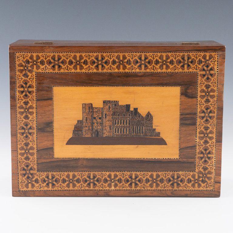 Tunbridge Ware Box with Image of Tonbridge Castle c1840 For Sale 2