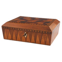Caja de Tunbridge Ware con cubos en perspectiva c1840