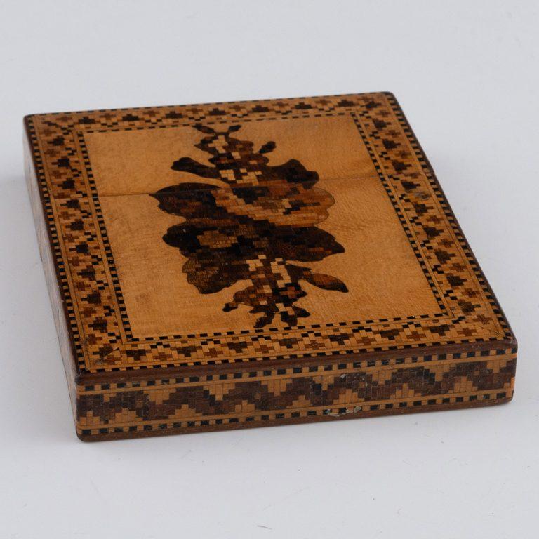 Wood Tunbridge Ware Card Case George Wise Jr c1865 For Sale