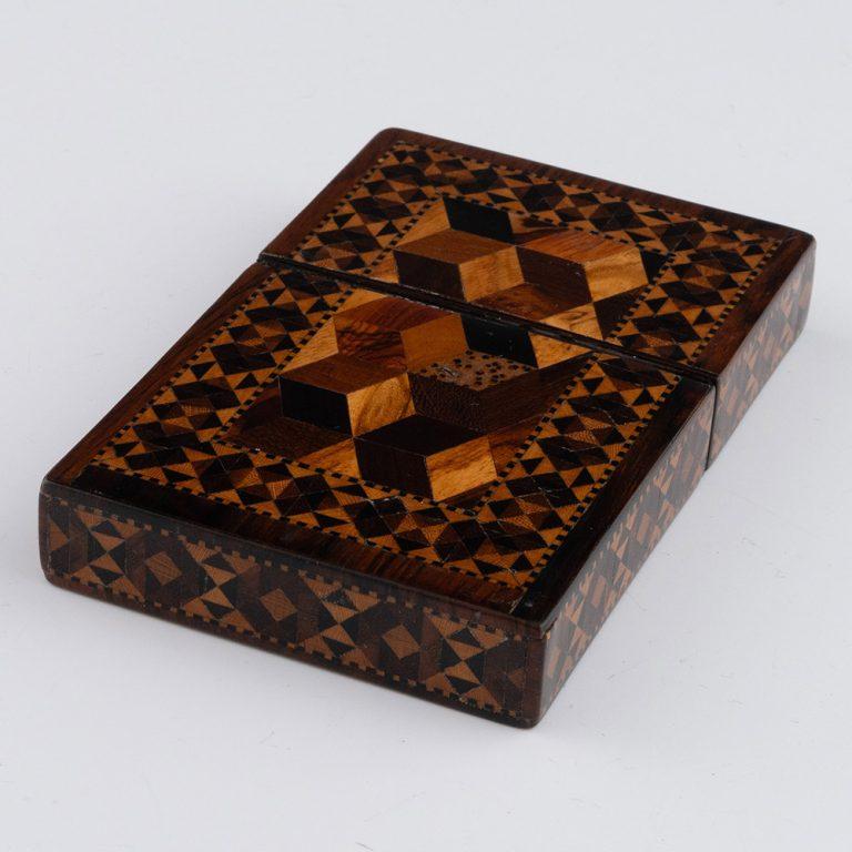 Metà XIX secolo Custodia per carte di Tunbridge Ware Probabilmente Burrows c1835 in vendita