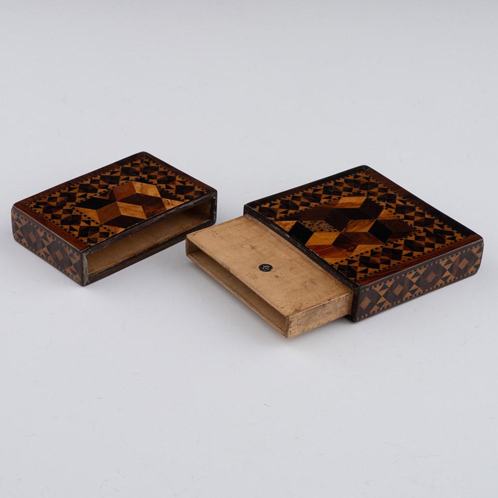 Legno Custodia per carte di Tunbridge Ware Probabilmente Burrows c1835 in vendita