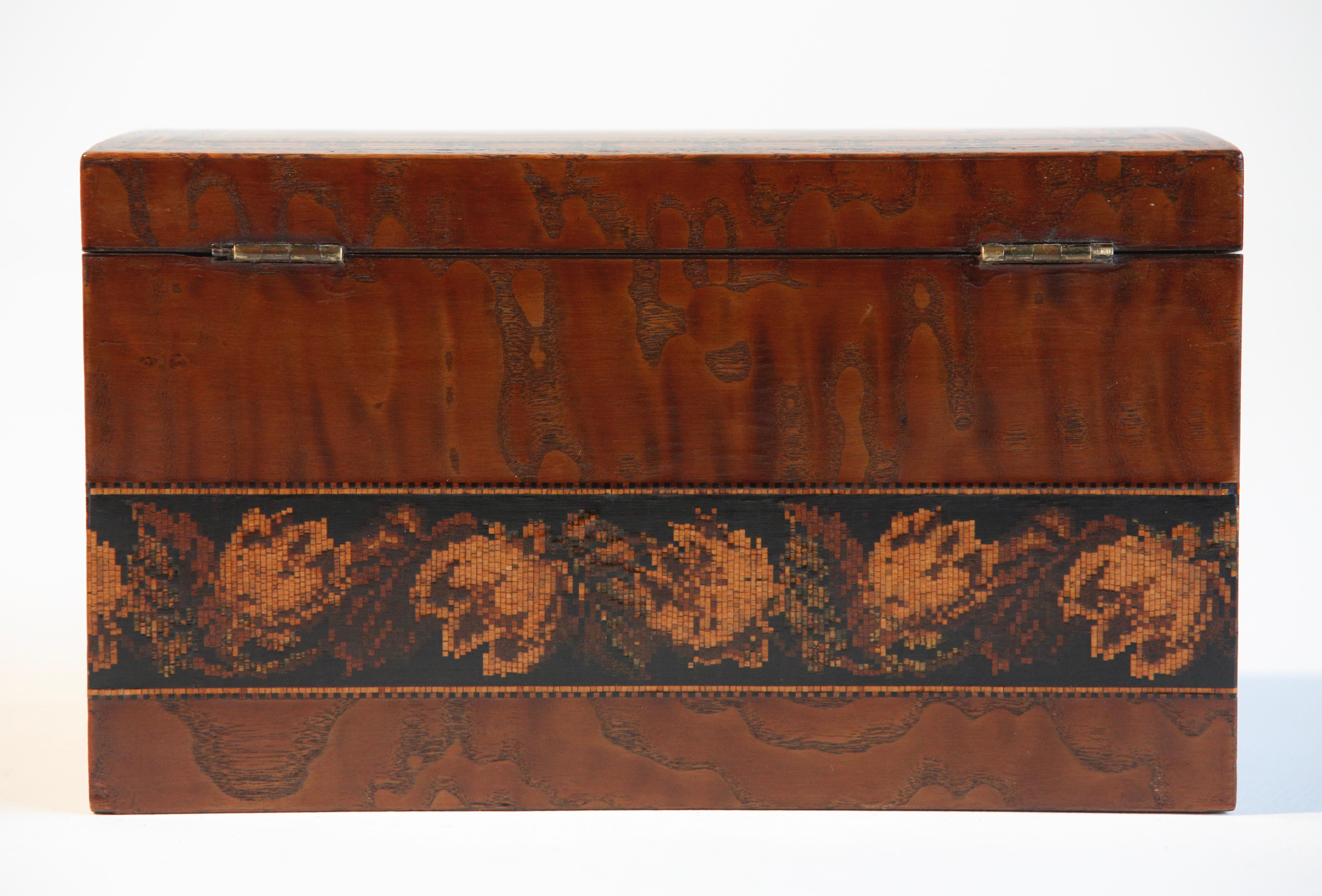English Tunbridge Ware Correspondence Box by Edmund Nye 19th Century For Sale