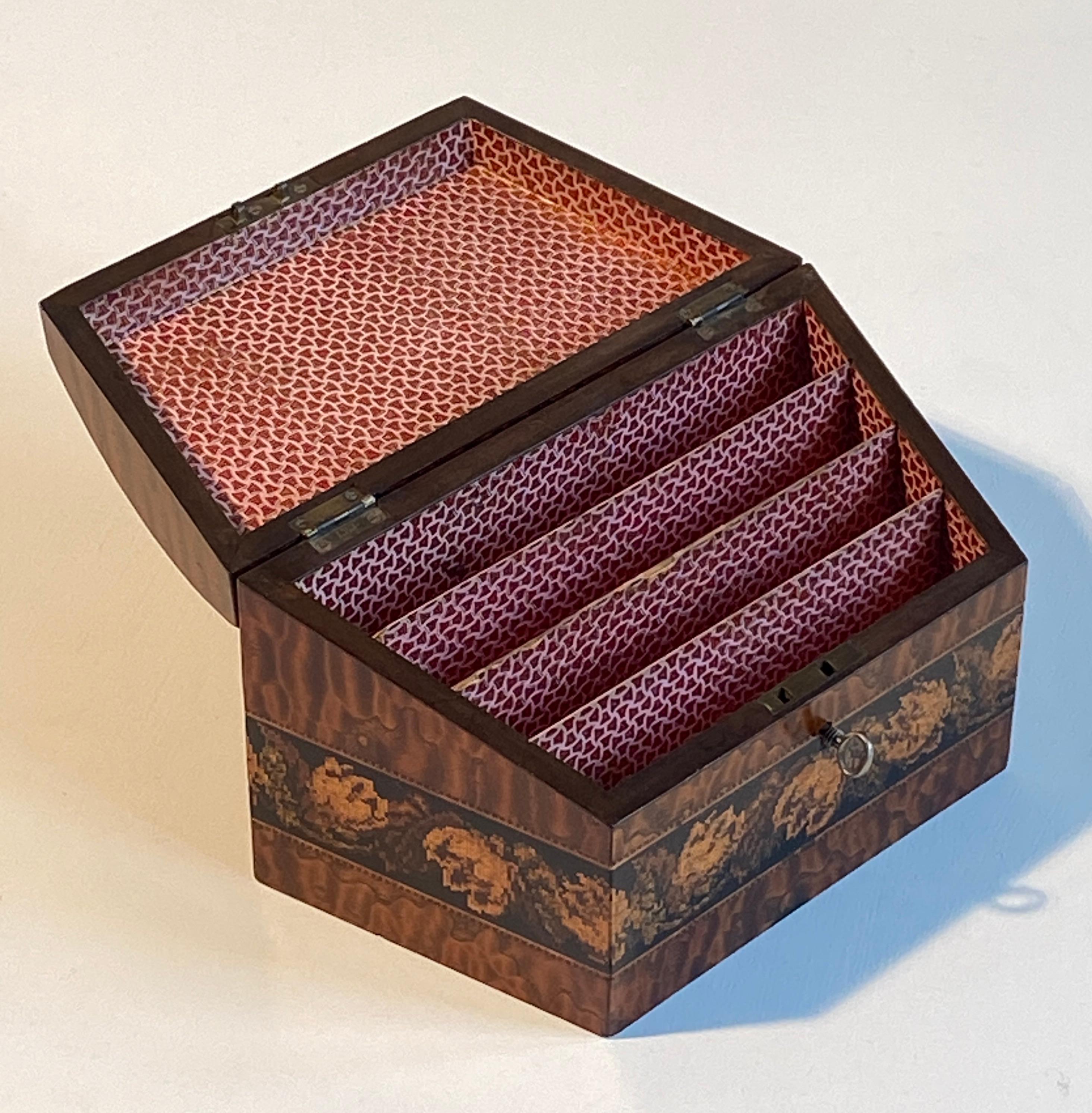 Walnut Tunbridge Ware Correspondence Box by Edmund Nye 19th Century For Sale